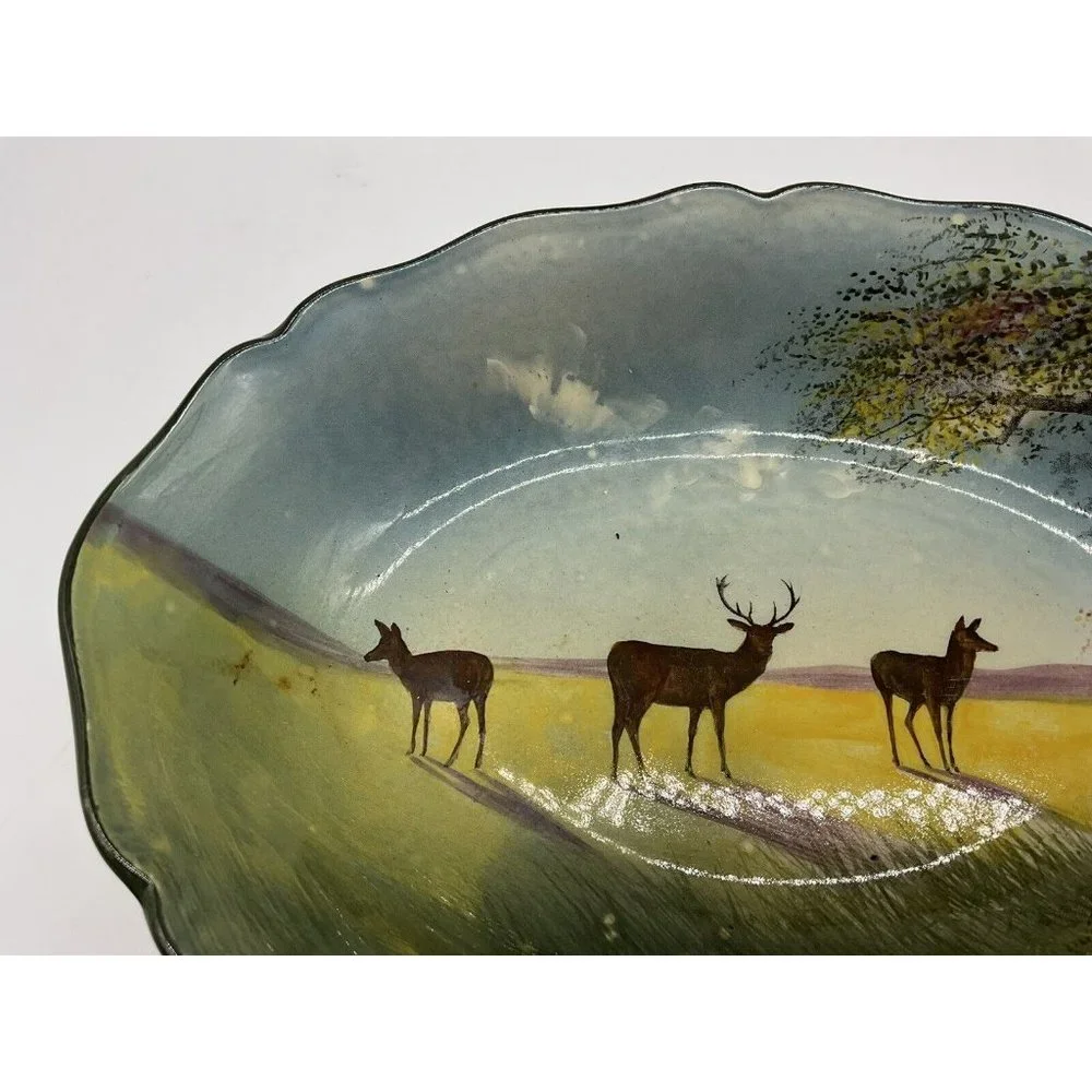 Royal Doultan Vintage Vegetable Serving Dish Deer Grazing Pattern 1927-1932
